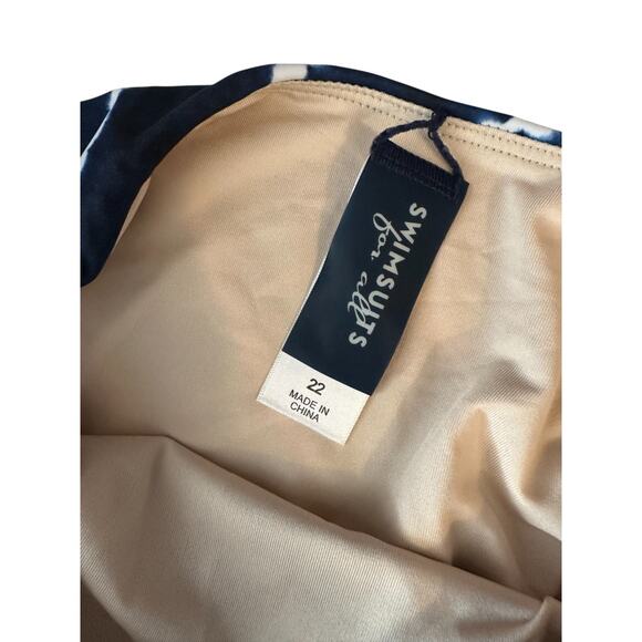 Swimsuits For All Blue & White Side Tie Bikini Bottom Women's Size 22 New - Picture 4 of 5